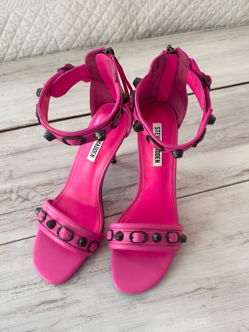 Steve Madden Hot Pink Rivet Studded Heel Sandal